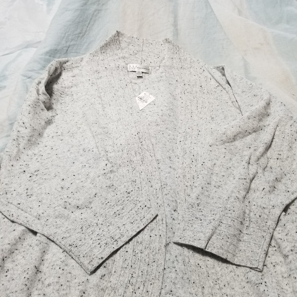 Neiman Marcus Draped Ribbed Cardigan 2x Grey - Picture 6 of 8